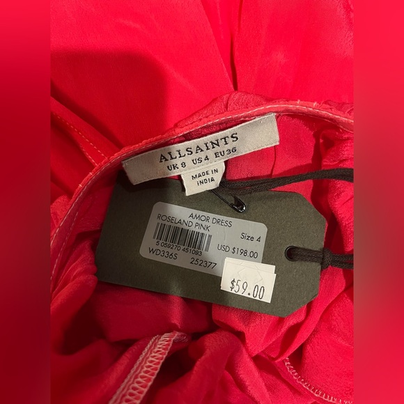 Allsaints nwt pink flowy low back dress - Picture 3 of 4